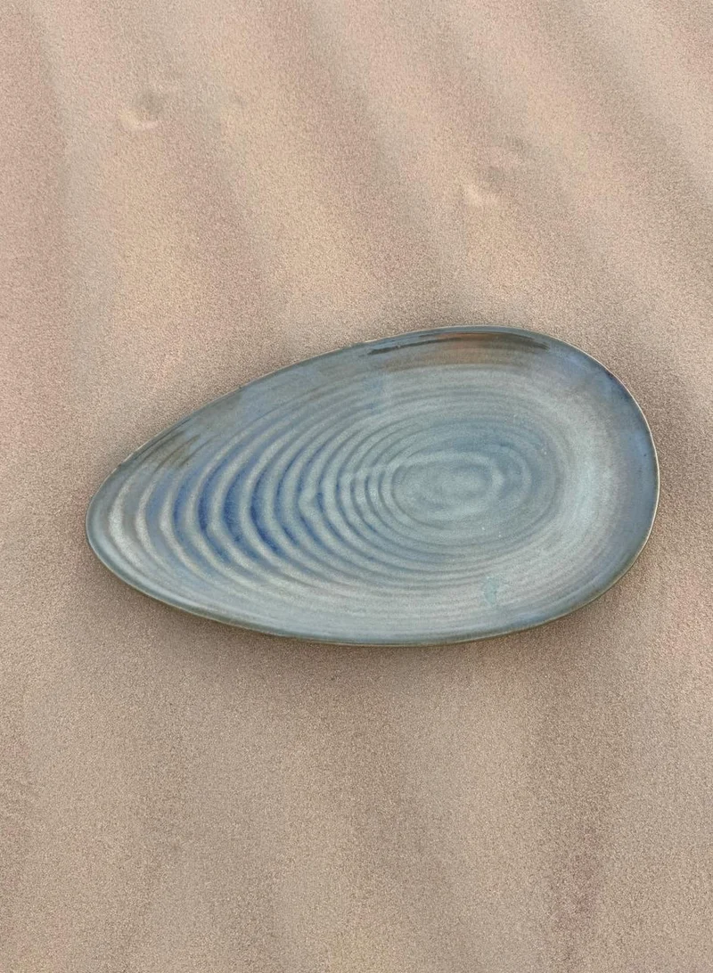 Tohfa Luxe Tohfa Luxe Olive Halo – Handcrafted Ceramic Oval Platter – Earthy Olive Green – Elegant Appetiser, Dessert &  Bread Serveware